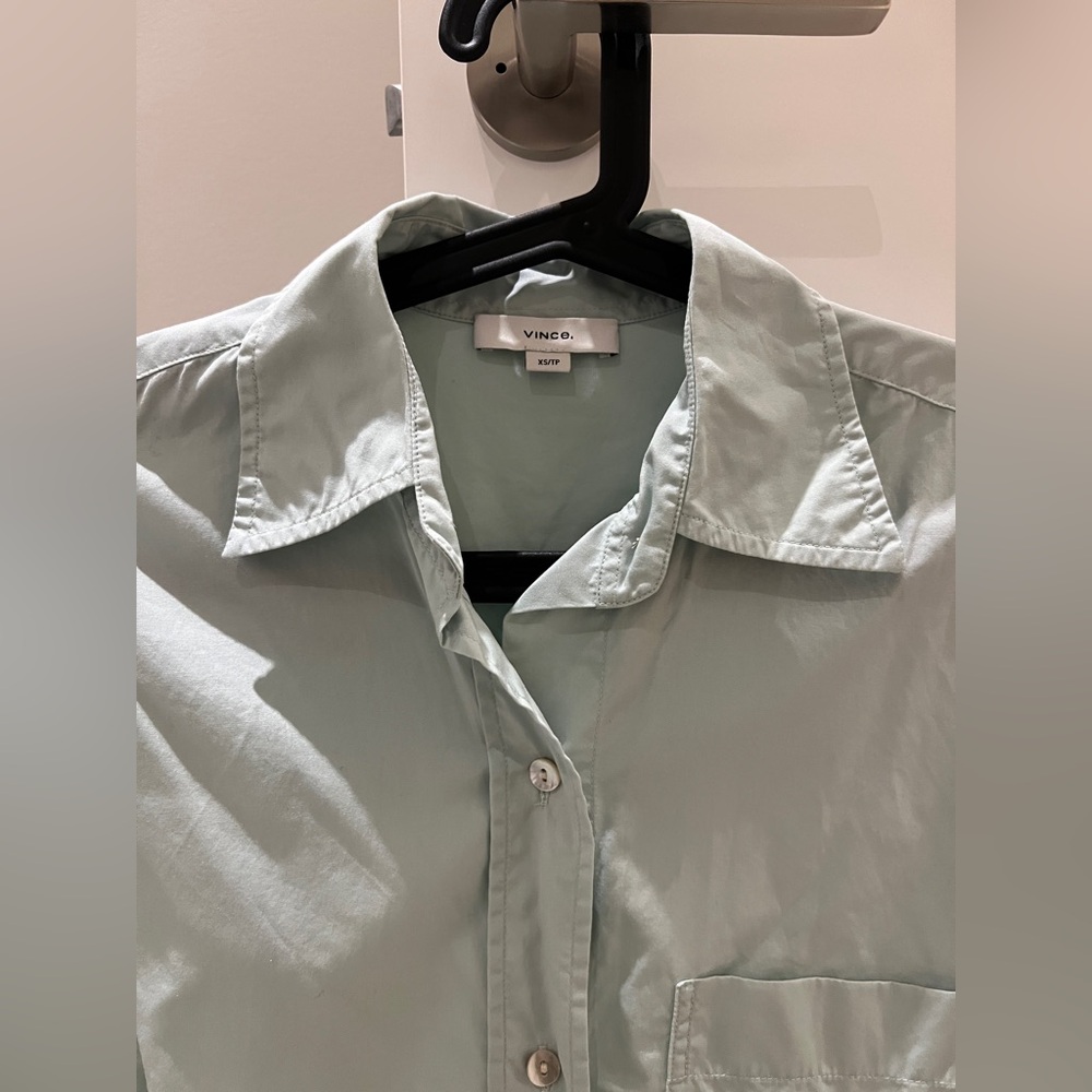 Vince Pale Mint Cotton Button-Down Shirt - Picture 5 of 10